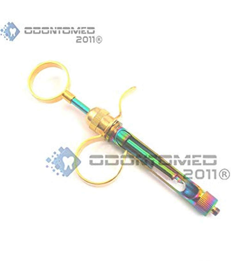 [Australia - AusPower] - OdontoMed2011® Multi Color Rainbow Anesthetic Dental Syringe 1.8 ml 2 Rings Multi & Gold Plated Dental Instruments Multi Color Rainbow ODM 