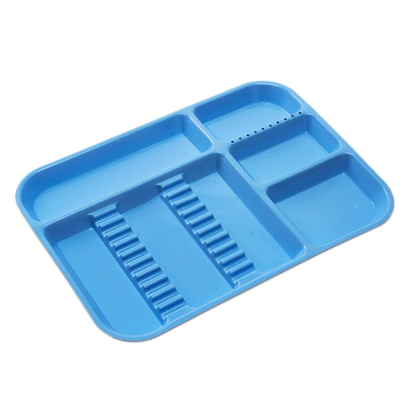 [Australia - AusPower] - Dental Instrument Tray Autoclavable Plastic Divided Trays Size B (13 x 9.4") for Medical Instrument Set Lab Tatto and Beauty Salon (Blue) Blue 