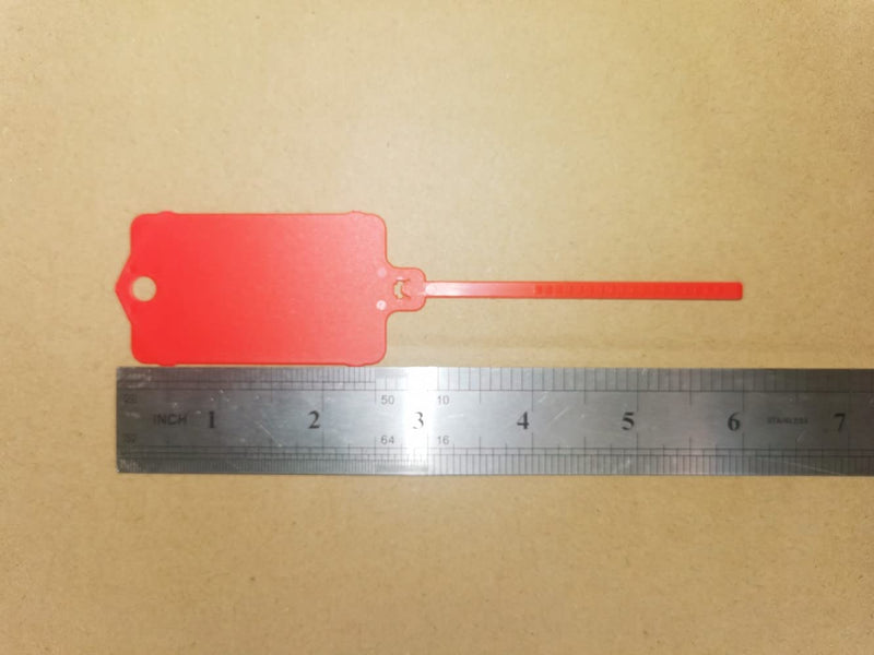 100pcs Reusable Blank Plastic Tags Ties Key Tags 1.45"*2.48" Serrated Tension Sealing Strap with Large Label Plastic Tie Mark Label Waterproof Hang Sign Write on Tag (Red, 100pcs) Red