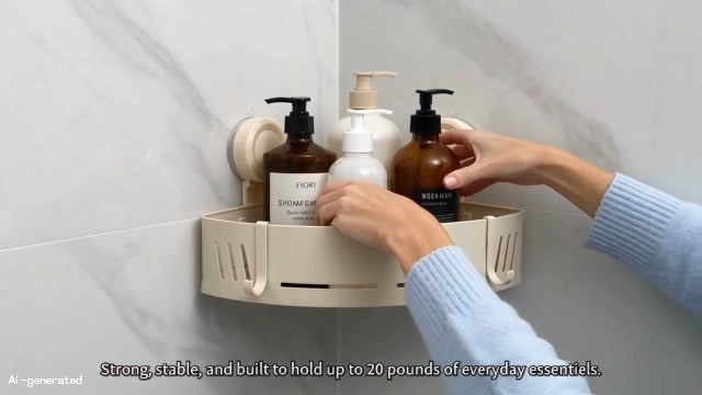 2-Pack Shower Caddy Corner Suction Cup Towel With Bar &Hooks-Gray Gray