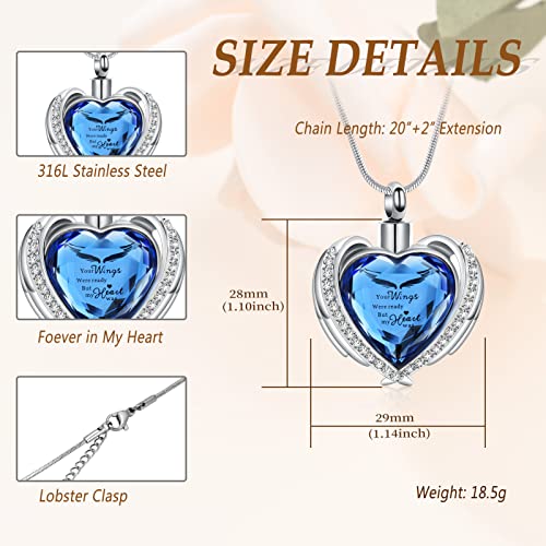 Minicremation Cremation Jewelry for Ashes Pendant - Crystal Heart Urn Necklace with Mini Keepsake Urn Memorial Ash Jewelry S-Blue-Always