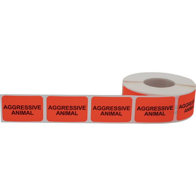Aggressive Animal Veterinary Labels 1 x 1.5 Inch 500 Total Stickers
