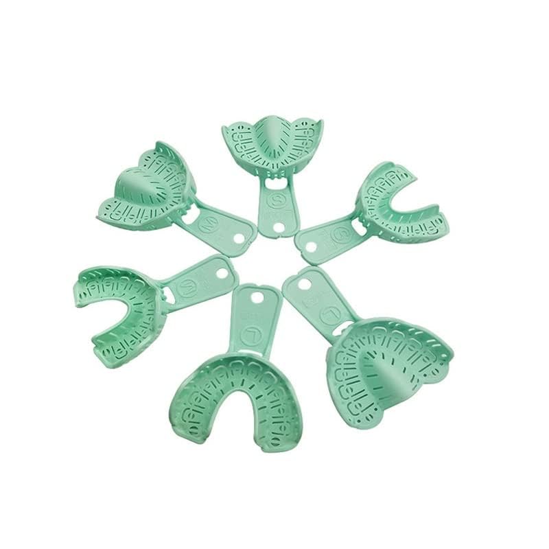 [Australia - AusPower] - Dental Impression Trays Disposable Dental Implant Trays Plastic Green Full Mouth Autoclavable Perforated Impression Trays Set Mold Tray 3 Pairs (LS-Mix 3pairs) LS-MIX 3pairs 