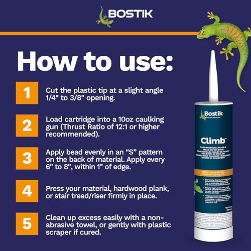 Bostik Climb 10.1 oz premium adhesive glue cartridge for medium floor and wood applications