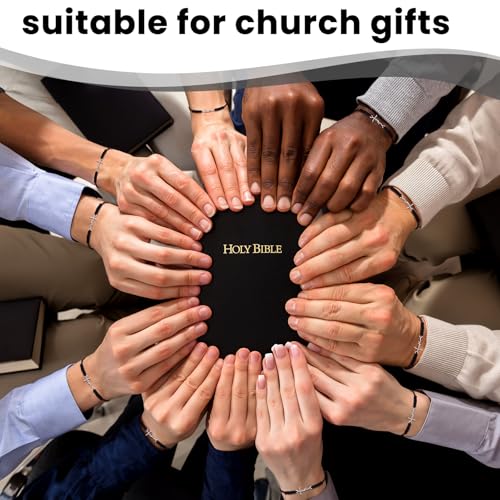 Rtteri 20Pcs Faith Cross Bracelets Religious Gifts for Women Black