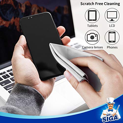 MR.SIGA Microfiber Glasses Cleaning Cloth, Spectacle Cleaner Cloth, 12 Pack Navy/Gray 12 Pack-6 X 7 inch