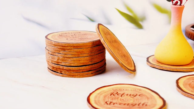 50 Sets 4" Christian Cork Coaster Gift Bulk, English Bible Verse