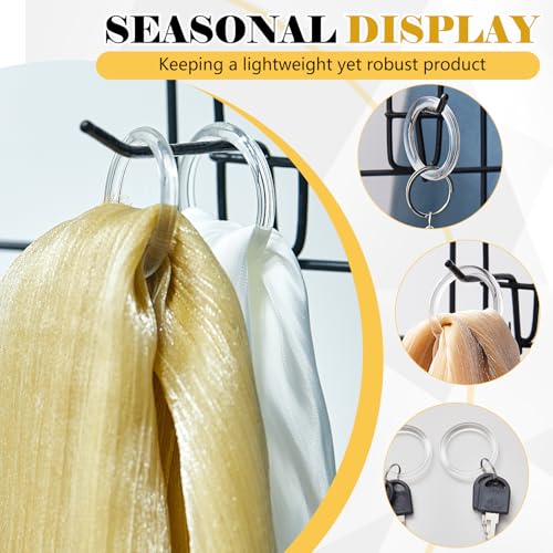Kritkin 200 pcs clear plastic scarf rings, 1-5/8 inch scarf hangers, for organizing and displaying scarves efficiently.