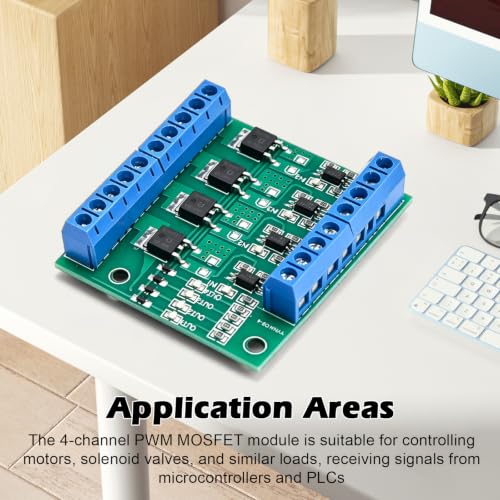 4pcs Mosfet PCB PWM 4 Channel PLC Amplifier Mosfet Module, PLC Amplifier PCB Driver Module PCB Module Driver 3-20V to 3.7-27VDC, PWM Mosfe t Modu l for Multi-Channel Motor