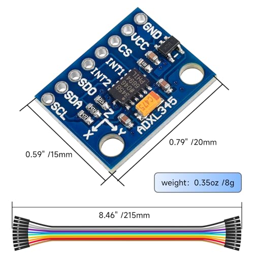 ADXL345 Accelerometer Module with 10cm Cable, 3-Axis Digital Gravity Acceleration/Tilt Module IIC/SPI Transmission Compatible with Arduino - Pack of 2