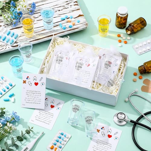 Pickmesh 24 Sets Nurse Week Gifts Bulk for Women with 1.2oz Acrylic Shot Glasses Thank You Cards Gift Bag Funny Ideas for Appreciation Nursing Student Rn Lpn Practitioner Retirement Graduation 2026