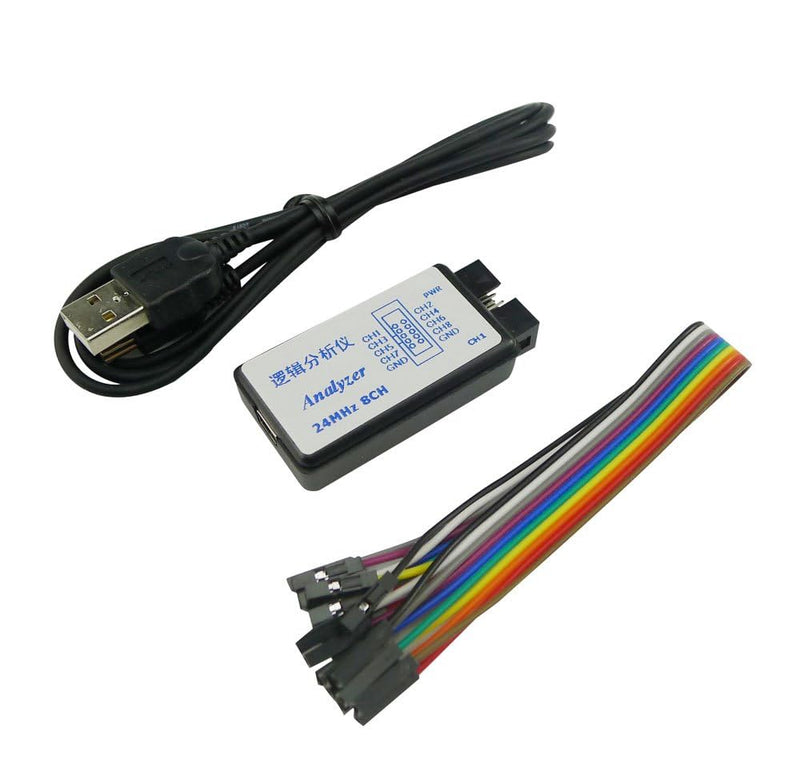 [Australia - AusPower] - USB Logic Analyzer 24MHz 8CH 8 Channel UART IIC SPI Debug Device + 12PCS 6 Colourful Test Hook Clip Set + USB Cable + Debugging Tool Sets 
