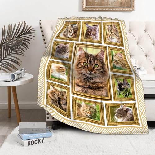 Maine Coon Cat Throw Blanket Super Soft Flannel Blanket Home Decor,Plush Fuzzy Cozy Lightweight Bed Quilt Blanket for Couch Bed Sofa All Season,60"x80"-Adults/Twin Size Maine Coon Cat2 60"x80"-Adults/Twin Size