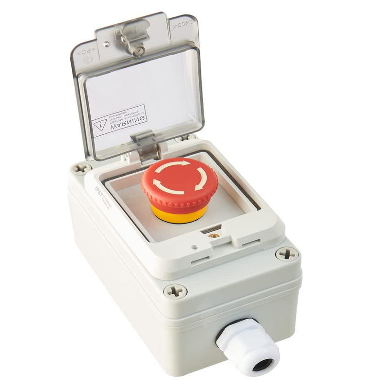 [Australia - AusPower] - Emergency Stop Button with Box e-Stop Box Emergency Stop Switch with Estop Button with Plastic Box e-Stop Button Box Emergency Stop Push Button Switch Push Button Station Box Red instantaneous switch box 