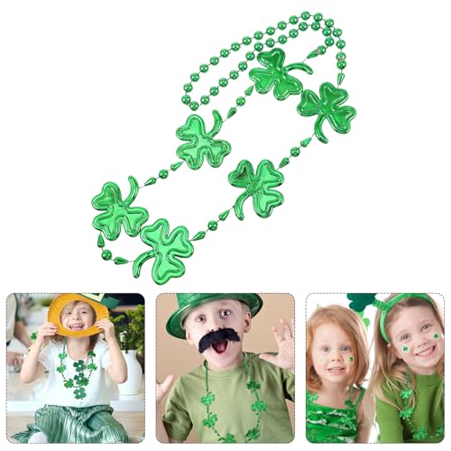 POPETPOP Green Shamrock Necklaces Practical and Creative Accessories 3pcs Eye-catching Plastic Neck Chains for St Patrick's Day Party for Birthday Celebrations
