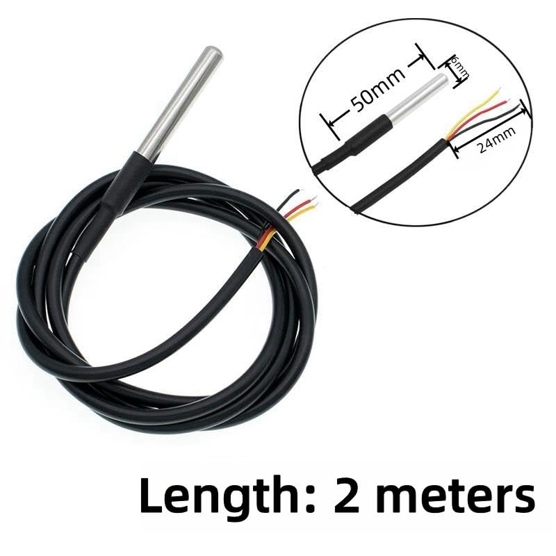 [Australia - AusPower] - 5pcs DS18B20 Temperature Sensor Temperature Probe Stainless Steel Package Waterproof 2M 
