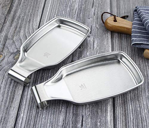 MSY BIGSUNNY Spoon Rest for Stove Top, 304 Stainless Steel Cooking Utensils Spatula Rest for Kitchen Counter, 2 Pack Stainless Steel Spoon Rest - 2packed