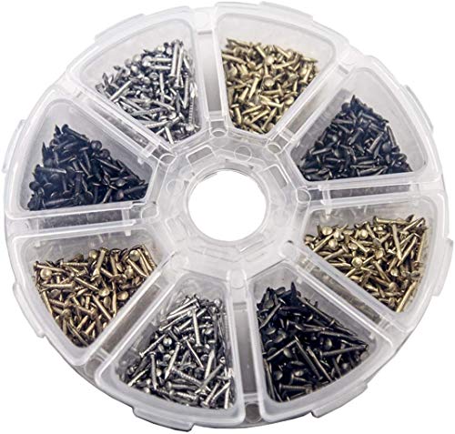 BLUELEC tiny wooden nails for DIY crafts and antique repair, 1600-piece gold, silver, and bronze hardware assortment
