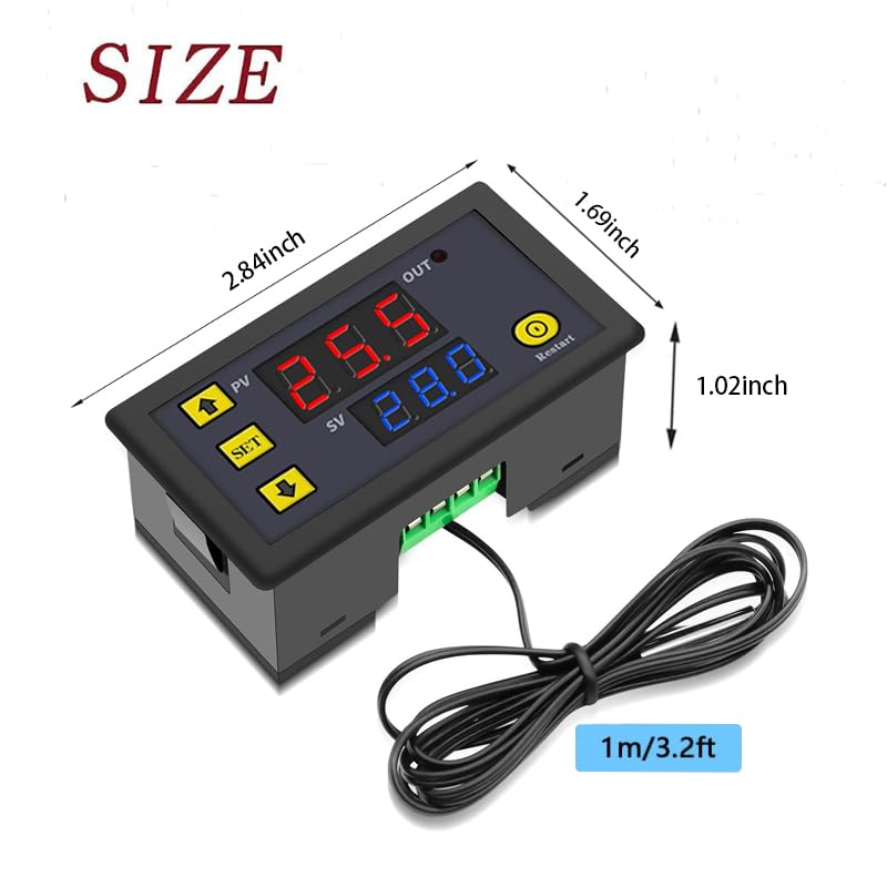[Australia - AusPower] - GERUI Pack of 2 W3230 20A DC 12V Digital Temperature Controller, Digital Thermostat Temperature Switch 50-120°C with NTC 10K Sensor Probe 