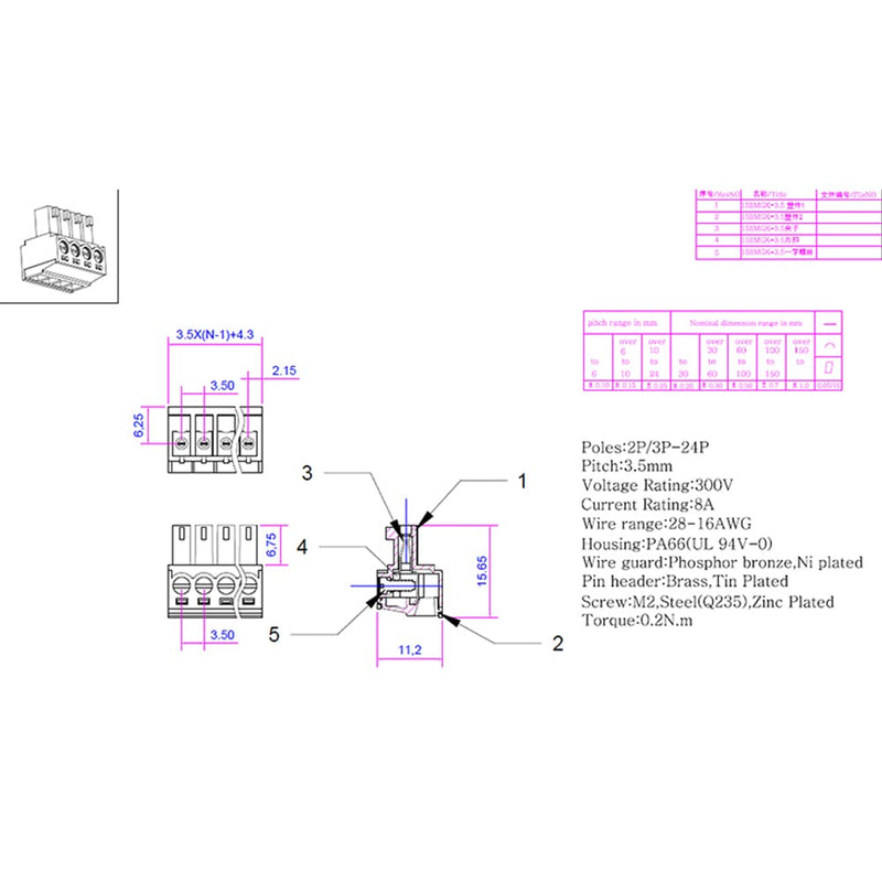 [Australia - AusPower] - 20PCS 2 Pin 3.5mm Pitch PCB Green Male Pluggable Terminal Block Connector with Separate Screw Hole (20Pcs 2P 3.5MM) 20PCS 2 Pin 3.5mm 