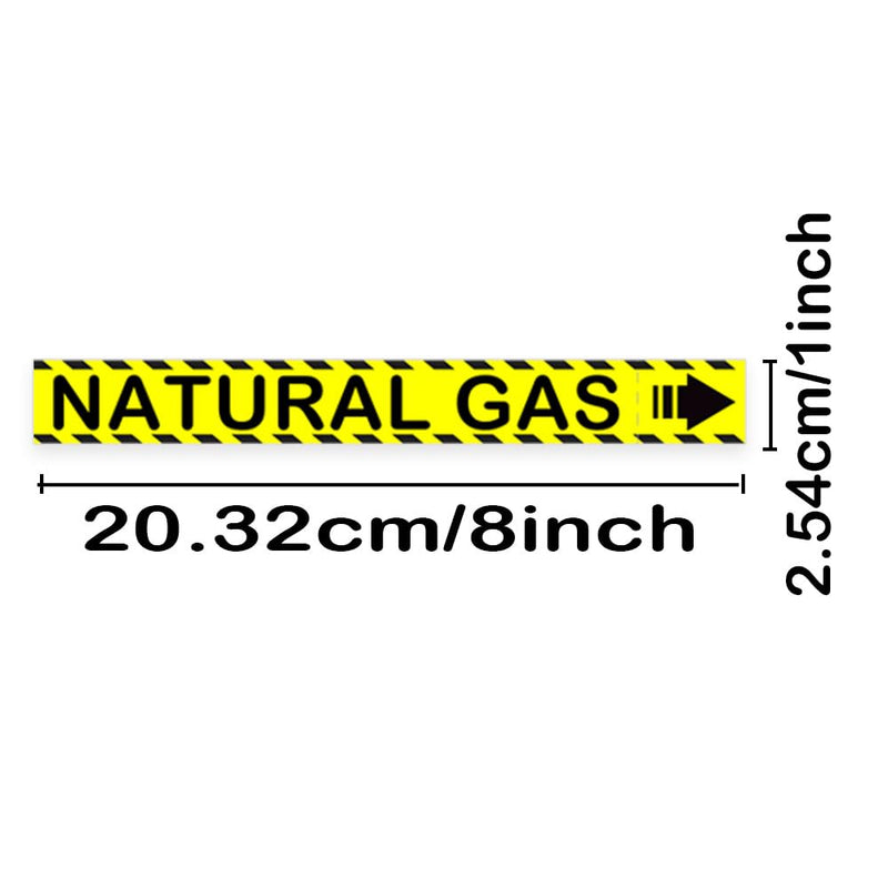 Nature Gas Pipe Labels with Arrows 8 x 1 inch Gas Marking Safety Labels for Pipes Identification, Inspections, Detector, Regulator and Heaters 10 Pack (Naturals Gas) Natural Gas