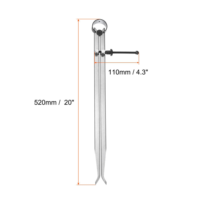 [Australia - AusPower] - uxcell Spring Inside Caliper 20 Inch Stainless Steel Adjustable Spring Caliper Straight-Leg for Wood Turning Lathe Projects 