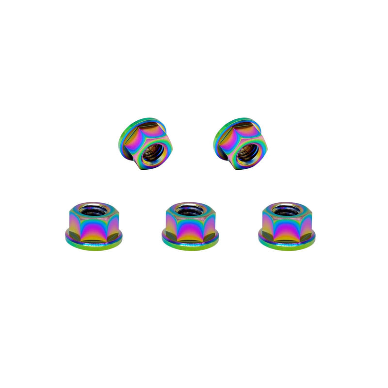 [Australia - AusPower] - RISON Titanium Nut Titanium Flange Nut M8x1.25mm Titanium Sprocket Nut Rainbow 6AL4V Titanium Flange Nut for Motorcycle 5PCS 