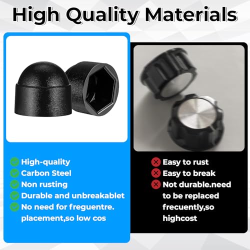 ZEYIYER M8×13mm plastic nut covers, 50-piece screw and bolt assortment set in black‑wrapped packaging