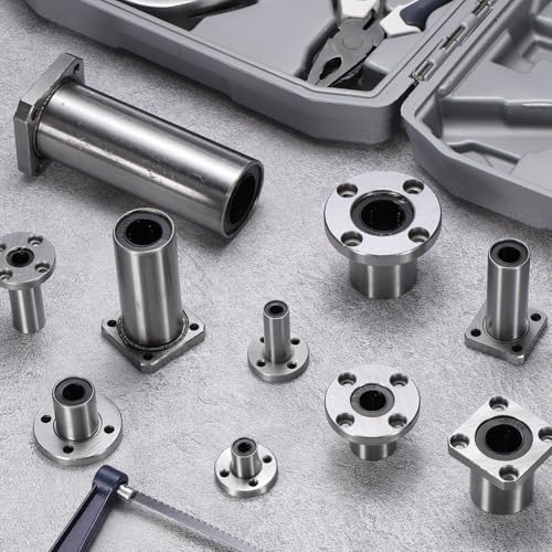 sourcing map 4 Pack LMF8UU Linear Ball Bearings, 8mm Bore Round Flange Linear Ball Bearings Flange Motion Bushing with Double Side Rubber Seal ABEC3 for CNC, 3D Printer