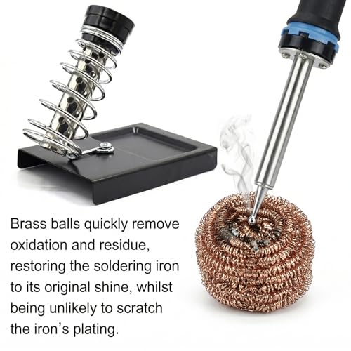 Soldering Iron Stand Soldering Iron Stand with Cleaning Sponge 10 Pieces and 1 Piece Brass Wool for PCB Electronics Repair DIY Workshop
