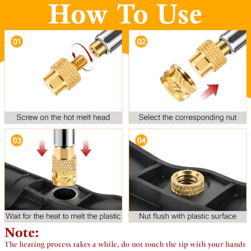 Farady heat set insert tip set with threaded inserts for 3D printer DIY plastic projects
