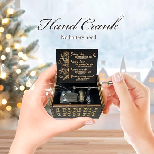 Christian Gifts for Women Men, Antique Engraved Scripture Music Boxes, Spiritual Gifts for Women, Prayer Music Box, Bible Gifts for Women, Baptism Gifts, Catholic Gifts on Birthday Christmas God Bless