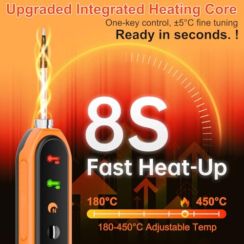Soldering Iron Set, 1600 mAh USB Wireless Soldering Iron for DIY Projects | Adjustable temperature 180℃-450℃, 3 soldering tips, soldering wire, solder paste, for electronics repairs, electrical work Orange Wireless soldering iron set