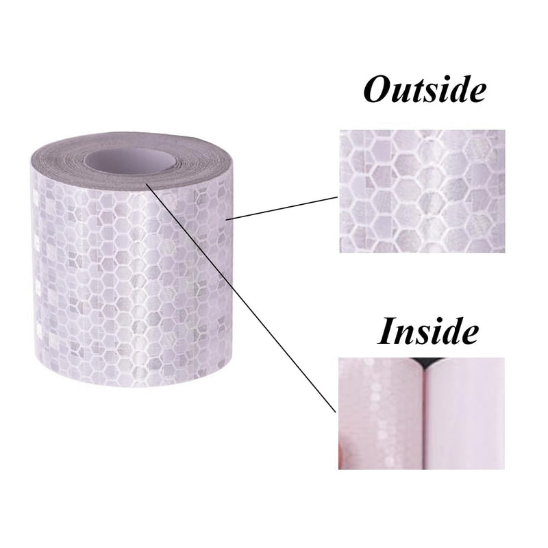 QUUPY 2Rolls Silver Reflective Tape Waterproof PVC Self-Adhesive Warning Stickers Reflector Tape for Bicycle Car Truck Motorcycle Helmets(5cmx3m)
