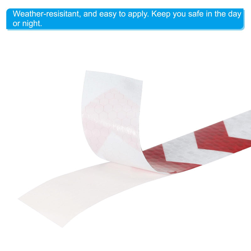 PATIKIL Reflective Tape, 1 Inch x 66 FT Waterproof Self Adhesive High Visibility Safety Warning Arrow Tape Outdoor Reflectors for Trucks Trailers Cars, White Red 1 Inch x 66 Feet