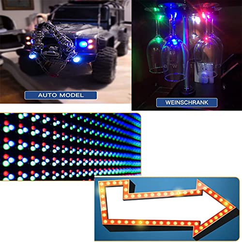 RUNCCI-YUN Pack of 100 3 mm 3 V-9 V-12 V LED Diode, LED with Cable 12 V, Model Railway H0 Lighting RC Model Building LED Diodes Light + 100 Pieces 3 mm LED Mounting Rings Plastic (Red, Yellow, Green, White, Blue)