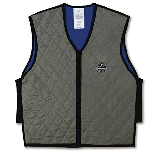 Ergodyne Chill-Its 6665 gray evaporative cooling vest, medium size front view