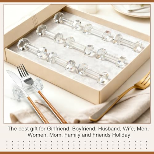 10 Pcs Crystal Acrylic Dumbbell Cutlery Holder Gift Set High Transparent Knife Chopstick Spoon Holder Restaurant Supplies for Placing Tableware Table Decoration Wedding Housewarming Favor Gifts