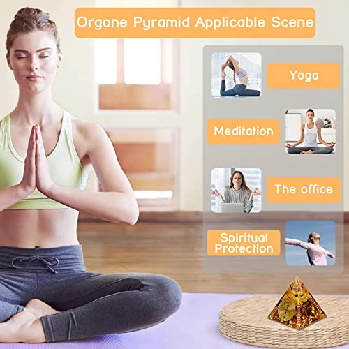 DRTMLY Orgone Pyramid, Small Healing Crystals Pyramid with Tiger's Eye Stones, Orgonite Energy Generator for Resist Stress, Bring Good Luck and Wealth Tiger Eye