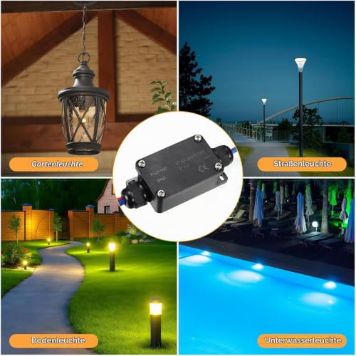 Pack of 6 Junction Box Small Mini Junction Box Waterproof Junction Box Waterproof Small Black 2-Way IP66 Waterproof Junction Box for Garden Outdoor Cable Earth Cable Diameter 3 mm - 6.5 mm Cable Connector Mini 2-Wege