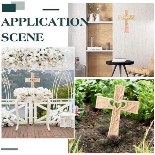 HOBBIESAY 1PCS Wooden Cross with Intertwined Hearts Wall Hanging Wooden Intertwined Heart Cross Carved Crosses Two Hearts Joined Marriage Crosses Symbol of Sacred Love for Wedding Valentine Gift 241mm Wooden Color