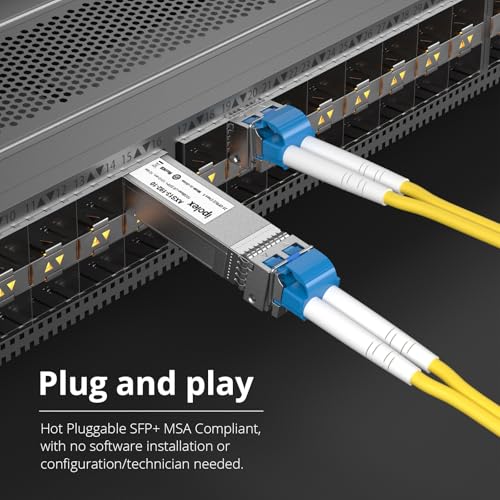 ipolex 10G SFP+ Transceiver, 10GBase-LR 1310nm 10km Singlemode LC Mini-Gbic Module Compatible with Intel E10GSFPSR. Pack of 2 10GBase-LR: 10km