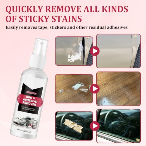 2 Stück Aufkleberentferner mit Schaber, Klebereste Entferner für Auto und Fensterrahmen, geeignet für Aufkleber, Etiketten und Kleberückstände, 120 ml pro Flasche