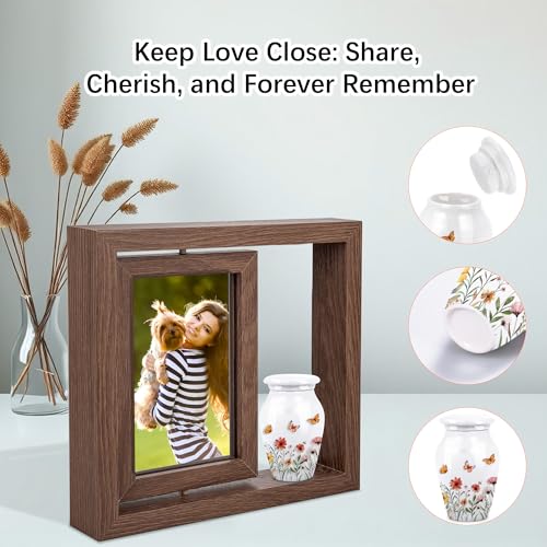 Gredstar 4PCS Wildflower Ceramic Urns for Ashes, Small Sharing Keepsake Set Wildflower - Set of 4