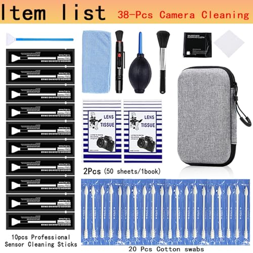 Professional Camera Cleaning Kit(38 pcs) - Including Lens Paper/Blower, APS-C Clean Swabs, Microfiber Cloths, Lens Pen, Clean Brush - DSLR Photography Accessories Lens Cleaning Kit Photographer Gifts