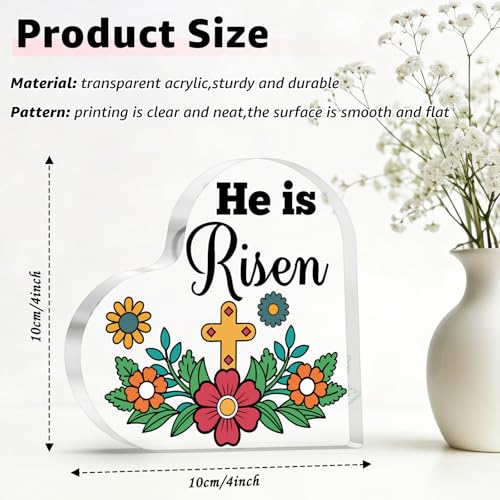 Christian Heart Shaped Acrylic Plaque for Women Christian Easter Gifts Home Office Desk Decor Religious Gifts for Women Daughter Friends Scripture Gift Acrylic Plaque Keepsake