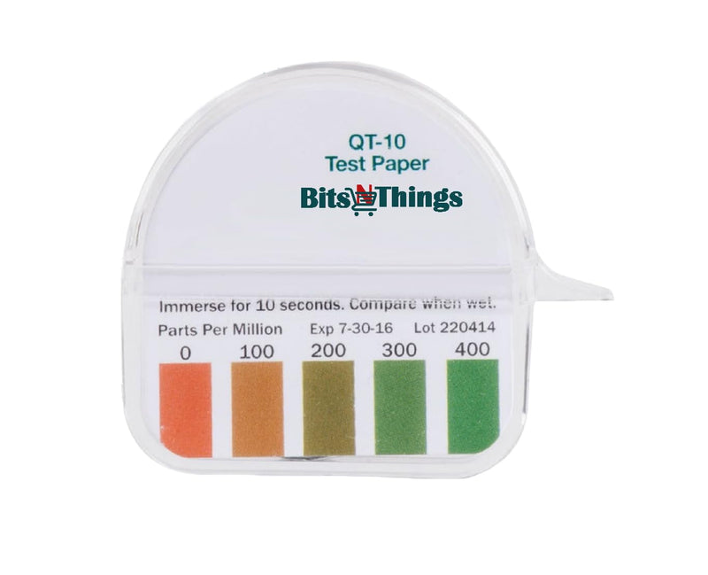 [Australia - AusPower] - Bits N Things QT-10 Quaternary Quaternary Sanitizer Test Tape 15 feet Roll - 0-400ppm (2 Pack) Q-10 