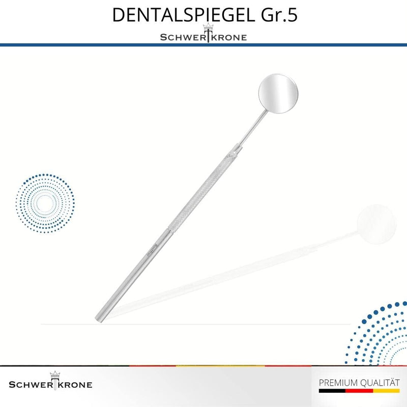 Schwertkrone Dental Mirror [High-Quality Stainless Steel] - Dentist Mirror Mouth Mirror - Dentist Mirror Dental Mirror - Slightly Magnifying Mirror Dentist - Handy & Disinfectable - (Size 5) 17 cm