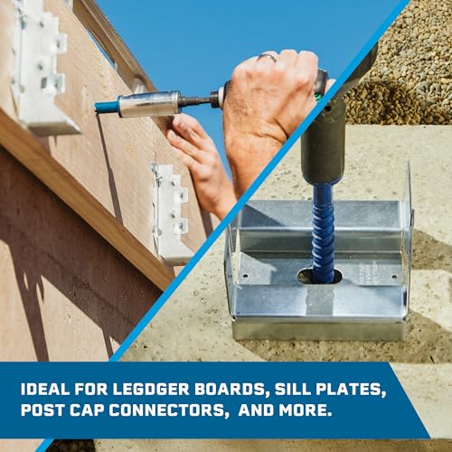 Tapcon+ 1/2 x 4 inch heavy-duty blue hex head concrete anchors, 10-piece pack for masonry and brick