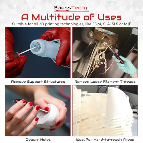 3D Push Hook Set 4 Pieces - Support Structures Easy to Remove - Tool with Hardened Tips and Ergonomic Handle - Hook Set 3D Printer Tool Accessories, Hand Deburring Tool